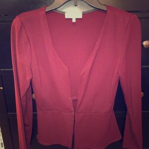 Burgundy Charlotte Russe peplum-styled Blazer